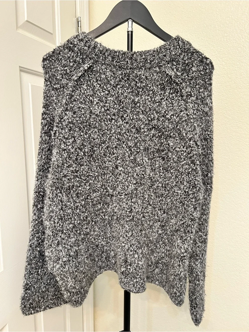 Free People Charcoal Bouclé Crew Sweater